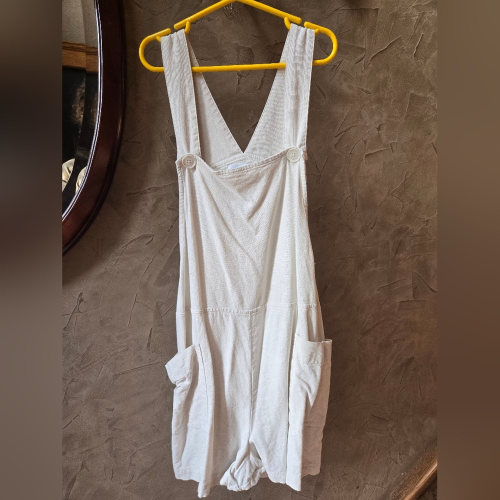 Twik Cream Buttoned Overalls
